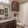 Large bathroom with dark wood accents